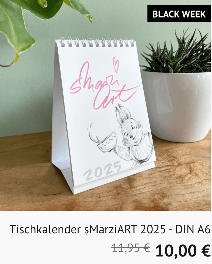 Klappkalender 2025 mit Zeichnungen der charmanten Tierwesen von Stephanie Marzian