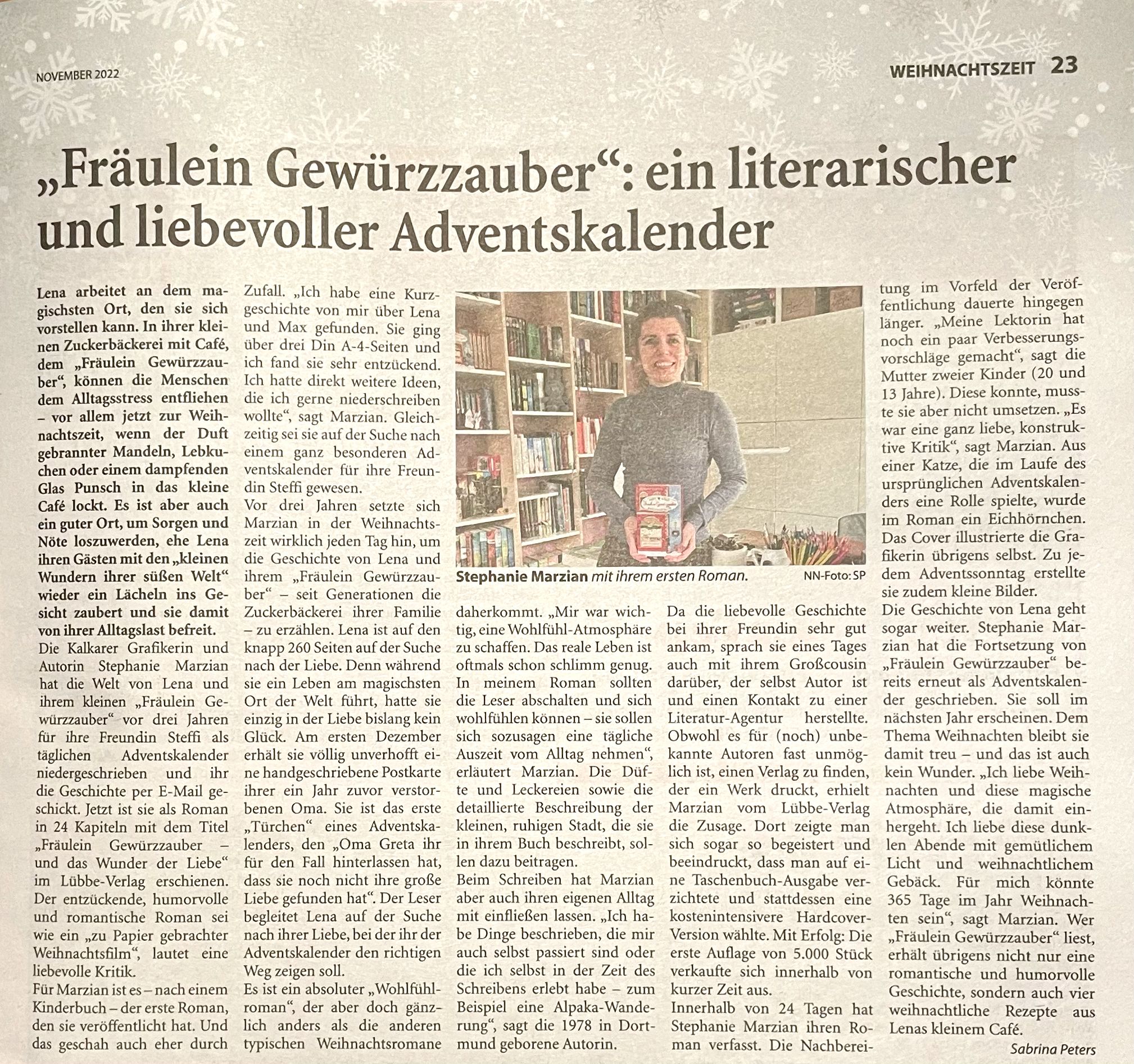 Weihnachtsroman, literarischer Adventskalender, Adventskalenderbuch, Zeitungsbericht, Presseartikel, Niederrhein-Nachrichten