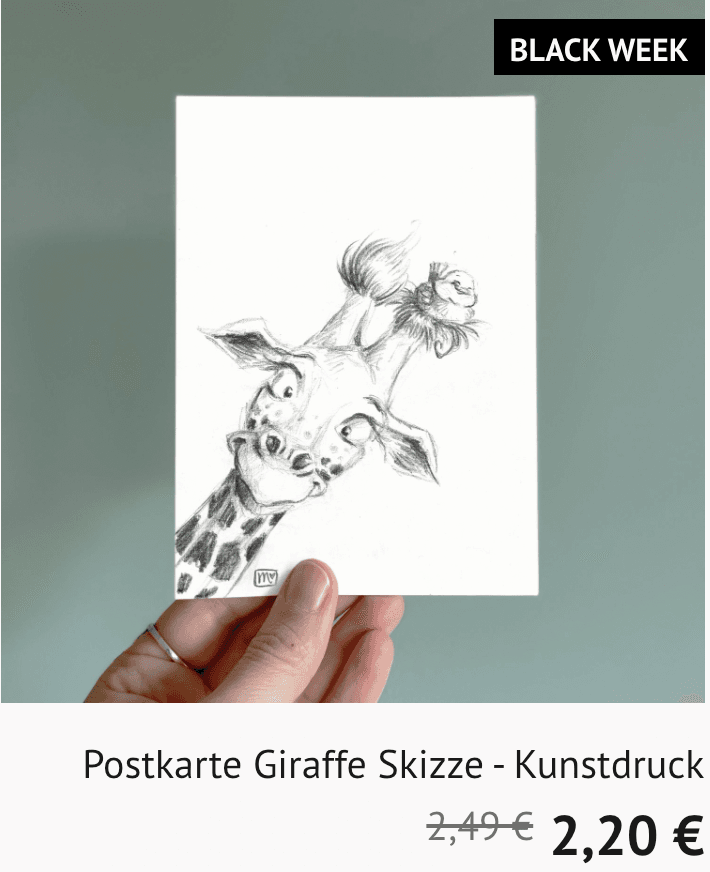 Postkarte, Kunstdruck, Bleistiftzeichnung von Stephanie Marzian