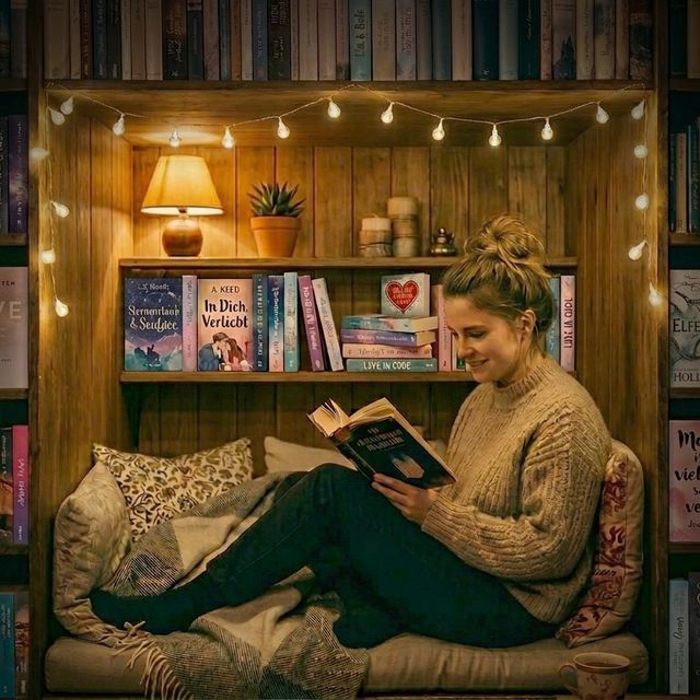 Frau lesend im Buchregal, Geschichte, Kurzgeschichte, Autorin, Stephanie Marzian