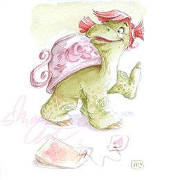 Aquarell, Schildkröte, Teatime